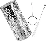 PEPLAYTAL Wire Mesh Bbq Rolling Basket Rotating Grill Basket for Barbecue Stainless Steel Mesh Cage