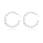Culturesse Regina 53mm Oversized Frehswater Hoop Earrings Jewellery Pearl White