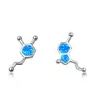 Hawaii Blue Fire Opal Dopamine Molecule Stud Earrings Silver Filled For Women