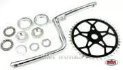 ProBMX Old School Style Crank, Snowflake Chainwheel & Bearing Set Chrome & Black