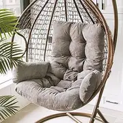 SUMURI Soft Egg Chair Cushion Replacement - Removable, Washable, Thicken Hanging Basket Cushion for Swing Chair, Foldable With Arm (Gray)