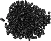 Mellisso 500 Pcs Black 5mm Silicone Lined Micro-ring Links Beads for I Stick Hair Extension Installation and Feathers
