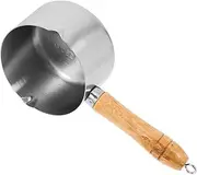 OHPHCALL Stainless Steel Pancake Pan Boiling Milk Pan Induction Hob Cookware Steaming Milk Pans Spout Tea Pan Sauce Kettle Warmer Grinder Oil Bottle Dispenser Small Pots for Cooking Wooden