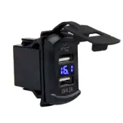 12V Dual 2 USB Charger Power Socket Blue LED Voltmeter Switch Panel Car Boat UTV (for: Renault)