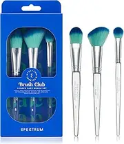 Spectrum Collections Brush Club Make Up Brushes, Spectrum Makeup Brushes Set Including Foundation, Contour and Concealer Brush with Hypoallergenic Bristles, Blue 3 Piece Makeup Brush Set