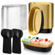 50 Pack Aluminum Foil Mini Loaf Pans with Lids and Spoons 6.9 x 3.9 x 1.4 Inc...