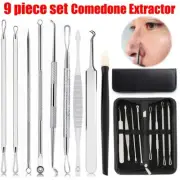 9 PCS Blackhead Remover Pimple Tool Kit Acne Comedone Extractor Tweezer & Needle