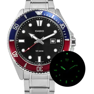 CASIO / 卡西歐 潛水錶 槍魚系列 水鬼 不鏽鋼手錶 紅藍色 / MDV-107D-1A3V / 44mm