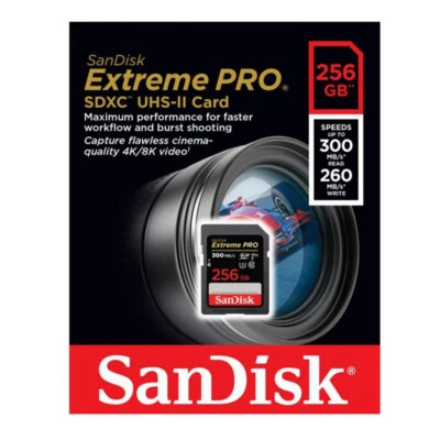Sandisk Extreme Pro SD Card 256GB UHS-II Memory Card DSLR 4K 300MBs SDSDXDK-256G