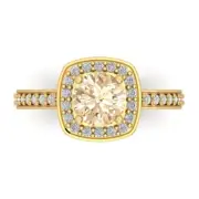 1.36ct Round Halo Natural Morganite Promise Bridal Wedding Ring 14k Yellow Gold
