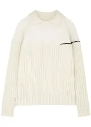 Victoria Beckham Ribbed Wool Jumper - Natural - S (UK8-10 / S) S (UK8-10 / S)
