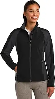 [SPORT-TEK] Ladies Colorblock Soft Shell Jacket. LST970 Black/ Iron Grey 4XL