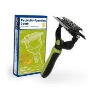 3-in-1 Pet Deshedding Tool - Undercoat Rake, Deshedding Brush, Dematting Green