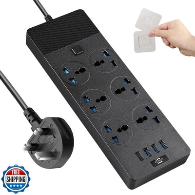 UK to US Plug Adapter, Jumpso Power Strip with 6 International Outlets and 4