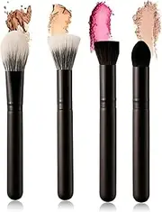 4PCS Professional Makeup Brush Set – Soft Natural Goat Hair & Synthetic Bristles for Foundation, Blush, Contour & Powder – Flawless Blending & Even Application