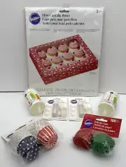 Wilton Decorating Supplies Lot = Mini Cupcake Boxes, Cups Pearl Dust, Treat Pops