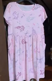 Wonder Nation NEW Short Sleeve Pink Unicorn 14-16 Dress Cotton Bld NWT 065