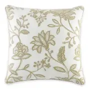 CROSCILL 18" Square DEVON Throw Pillow White (Natural), Embroidered, NEW