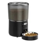 Large 4L Stainless Steel Auto Smart Cat Feeder Bowl with LCD Display and Timer for Fresh Feeding (Black)