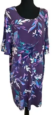 NWT Chico 3 XL 16 18 Purple Plum Floral Spring Easter Boho Ruffle Bell Slv Dress