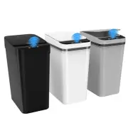 3 Pack Automatic Small Bathroom Trash Can with Lid - 2.5 Black/White/Grey