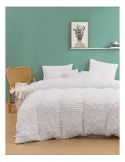 [Dreamaker] Fletcher Ultrafine Tufted Chenille Quilt Cover Set in White