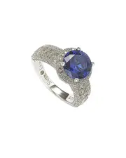 Suzy Levian 18K & Silver 5.27 ct. tw. Sapphire Ring 5.5 NoColor