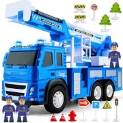 Police Truck Toy - 1:12 Scale Push and Go Realistic Vehicle Playset, 3 Law En...