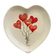 4pc Maxcera Valentine Heart Shaped Ceramic Plates 9.5in Red Heart Balloons New