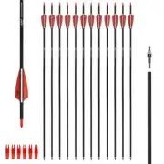 12PCS Carbon Arrow 30 Inch Spine 500 with Arrowhead for Compound/Recurve Bow