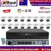 Dahua NVR2216-16P-I2 Dual Light WizSense Color 8MP IP Camera CCTV Systems lot AU
