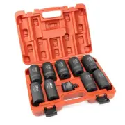 02531A 10 Piece 12 Point Socket Set 1/2” Drive, Lug Nut Remover, Spindle Nut ...