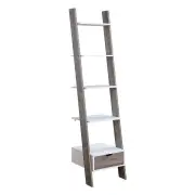 Maestro Furniture Roth 5-Tier Wooden Ladder Bookcase Display Shelf Unit White/Grey