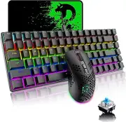 60% Wired Mechanical Gaming Keyboard and Mouse Combo Rainbow Backlight Portable