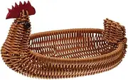 HORIALENCE Cute Chicken Shaped Imitation Rattan Storage Basket for Home Nursery Room Multiuse Cartoon Basket for Organizing Eggs Fruits Household Items