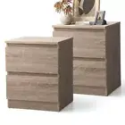 Bedside Tables Set of 2 Nightstand Side End Table Storage Cabinet Wood