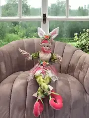 Cynthia Rowley Easter Spring Elf Bunny Shelf Sitter Doll 24" Tabletop Spring