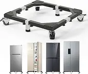 ANBase Heavy Duty All Steel Fridge Stand Mobile Base with Wheels Adjustable Washing Machine Stand Multi-Functional Base Furniture Dolly for Refrigerator Washer and Dryer（Black/Large）