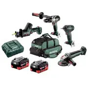 Metabo MET18BL4SB2HD5.5BA 18V 5.5Ah LiHD Lithium-Ion Brushless Cordless 4 Piece