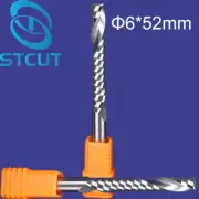 2pcs HQ 6mm *52mm Carbide CNC Router Bits One Single Flute End Mill Cutter Tools
