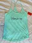 Woman Up Teal Racer Back Lightweight Woman Empowering Tank Top Large