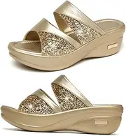 [CATIEBYE] Platform Slippers Casual Summer Sandals Wedge Slippers for Women Stylish Fish Mouth Slides Mom Shoes