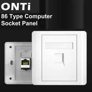 ONTi 86型資訊面板 1/2/3/4埠網路插座面板，帶CAT6網路直通模塊RJ45電纜接口插座安裝面板