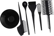 Beatifufu 6pc Hair Dyeing Tool Kit Disposable Brush Spatula Mixing Bowl Black for Home Use