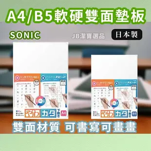 日本 SONIC 軟硬雙面墊板 共2款 兩用墊板 透明素色 A4 B5 小學生專用 開學 文具 軟硬兩用 AA1