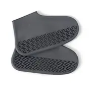 Shoe Cover Waterproof Silicone Non Slip Rain Water Rubber Foot Boot Overshoe - Grey