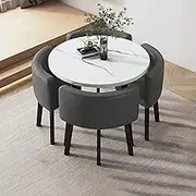 Exquisite Modern Kitchen Dining Table Set for 4 with Chairs Small Conference Room Furniture Set Simple Office Table with Round Design 14 Piece Kit