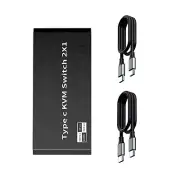 8K 2x1 USB C KVM Switch 100W PD Charge 2 In 1 Out For 2 Laptop 1 Monitor