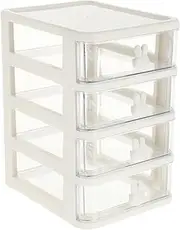 Box Drawer Storage Box Transparent 4-Tier Storage Unit Clear Matches in a Bottle Small Makeup Organizer Locker Large Jewelry Organizer Bins Case Office Desk Cosmetic Plastic White