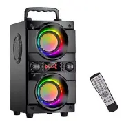 60W (80W Peak) Portable Bluetooth Speaker with Double Subwoofer Heavy Bass, Blue